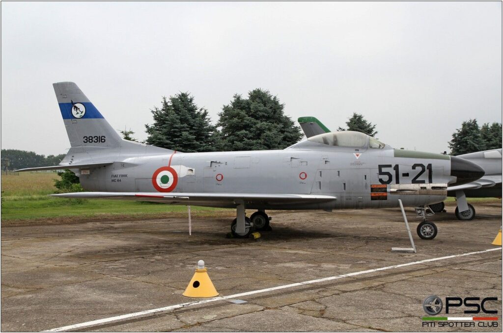 Il FIAT F-86K MM 53-8316, fa parte oggi della collezione dell'Aeroporto Militare di Cameri (NO)